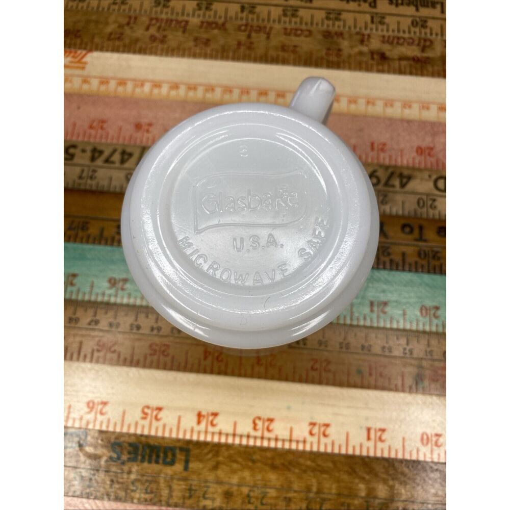 Vintage‎ Glasbake Milk Glass Coffee Mug Cup The 5th Avenue Made In USA - Picture 7 of 8